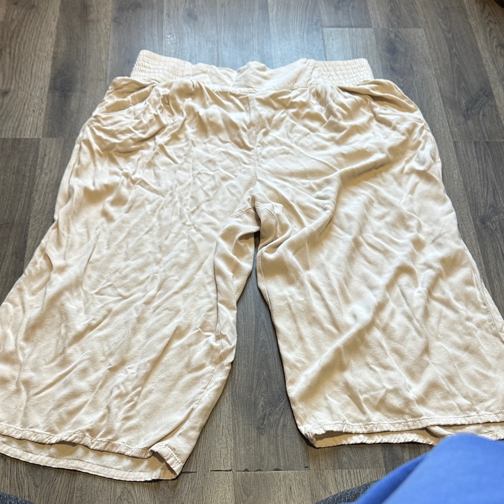 Women's Cream Wide Leg Flowy Pants